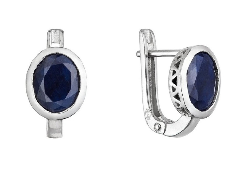 Evolution Group - Pavona Stříbrné náušnice s pravým safírem 11493.3 dark sapphire