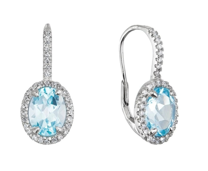 Evolution Group - Pavona Luxusní stříbrné náušnice se zirkony a pravým topazem 11492.3