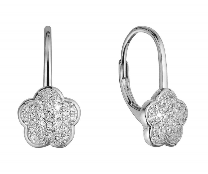 Evolution Group - Pavona Slušivé stříbrné náušnice kytičky se zirkony 11503.1