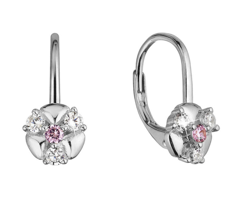 Evolution Group - Pavona Stříbrné visací náušnice s čirými zirkony 11508.3 crystal/rose