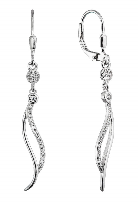 Evolution Group - Pavona Elegantní dlouhé náušnice Vlnky se zirkony 11541.1
