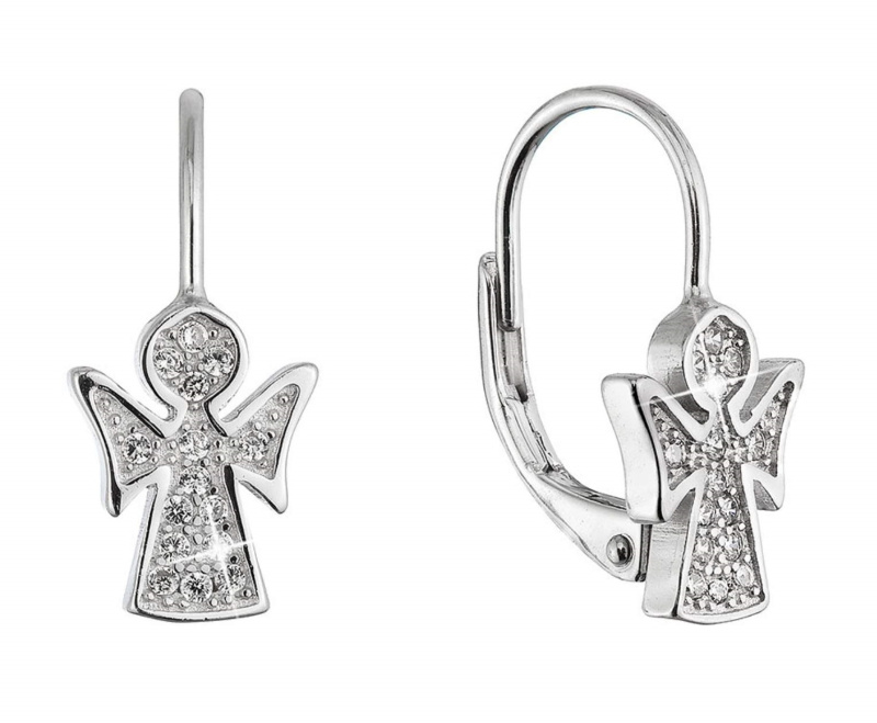 Evolution Group - Pavona Něžné stříbrné náušnice Andílek se zirkony 11543.1
