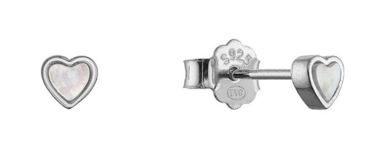 Evolution Group - Pavona Minimalistické stříbrné náušnice Srdíčka s perletí 11707.1