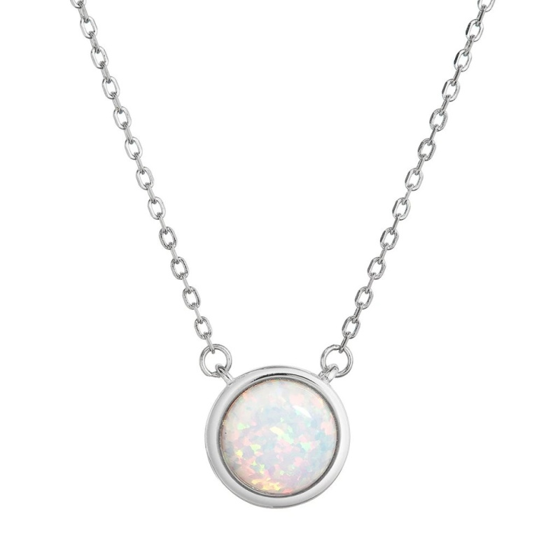 Evolution Group - Pavona Půvabný náhrdelník se syntetickým opálem 12065.1 white