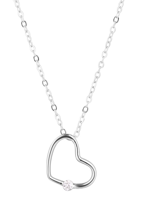 Evolution Group - Pavona Stříbrný náhrdelník Srdce se zirkonem 12098.1 crystal
