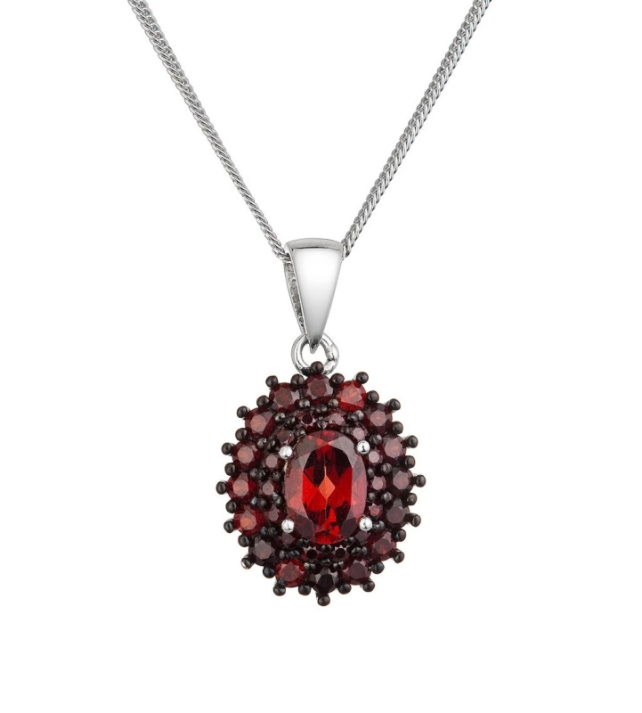 Evolution Group - Pavona Luxusní stříbrný náhrdelník s pravými granáty 12091.3