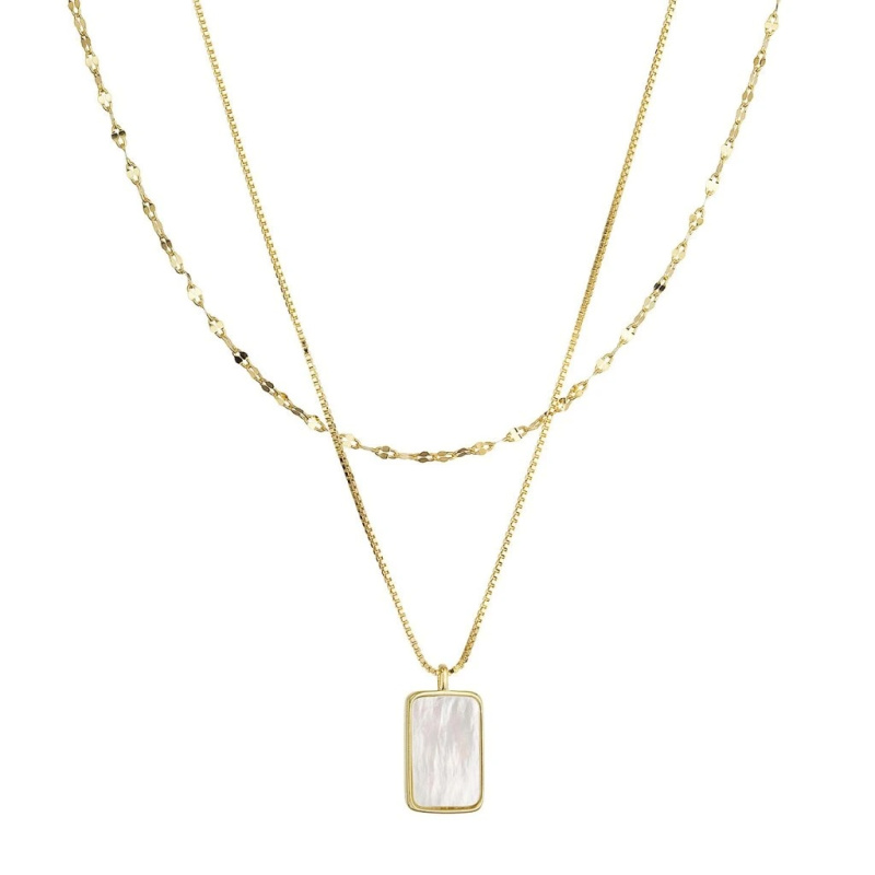 Evolution Group - Pavona Pozlacený dvojitý náhrdelník s perletí 12155.1