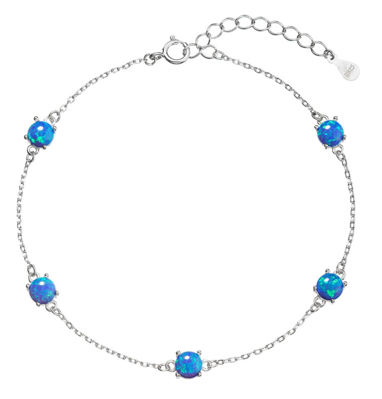 Evolution Group - Pavona Slušivý stříbrný náramek se syntetickými opály 13029.3 blue