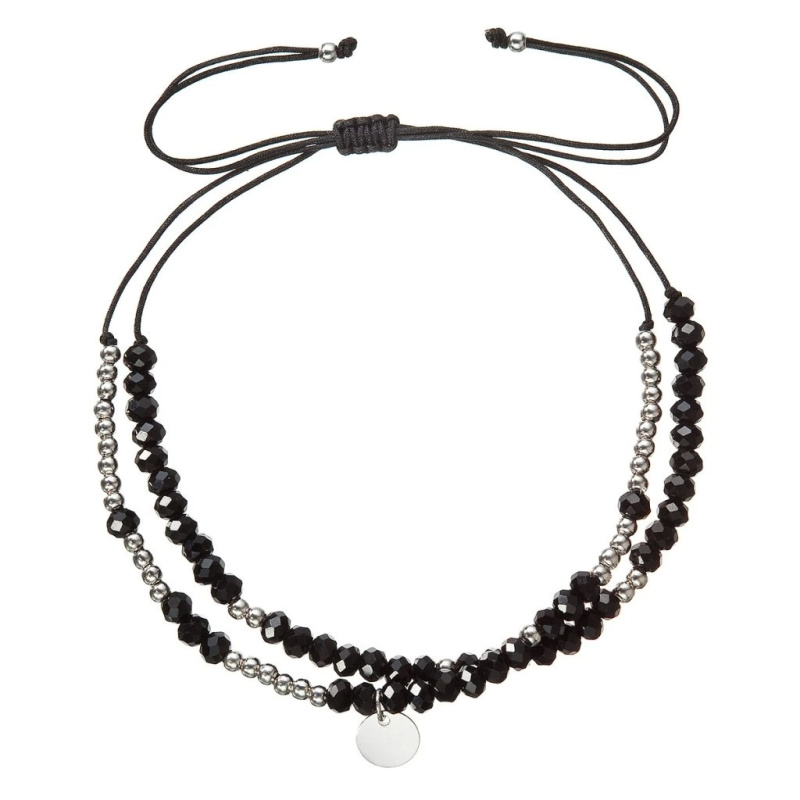 Evolution Group - Pavona Dvojitý textilní náramek s černými korálky 13038.3