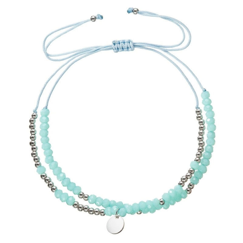 Evolution Group - Pavona Dvojitý textilní náramek s tyrkysovými korálky 13038.3