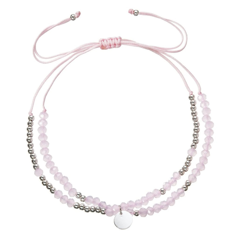 Evolution Group - Pavona Dvojitý textilní náramek s růžovými korálky 13038.3