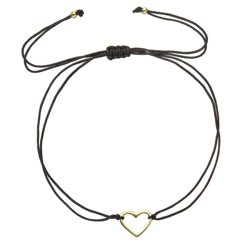 Evolution Group - Pavona Černý kabala náramek s pozlaceným srdíčkem 13043.3 black