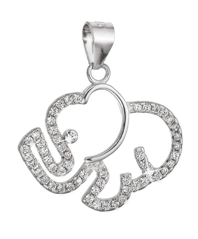 Evolution Group - Pavona Stříbrný přívěsek Slon se zirkony 14038.1 crystal