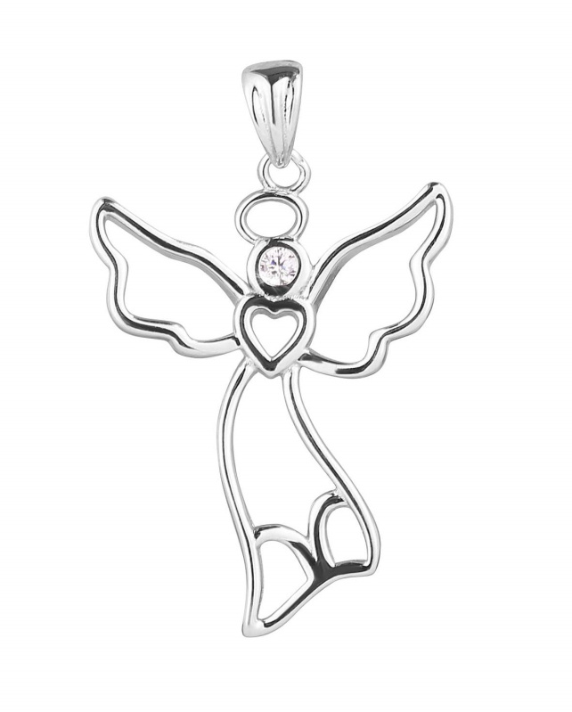 Evolution Group - Pavona Půvabný stříbrný přívěsek Anděl s čirým zirkonem 14041.1 crystal