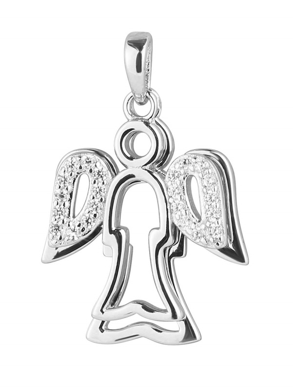 Evolution Group - Pavona Stříbrný dvojitý přívěsek Andělé se zirkony 14043.1 crystal