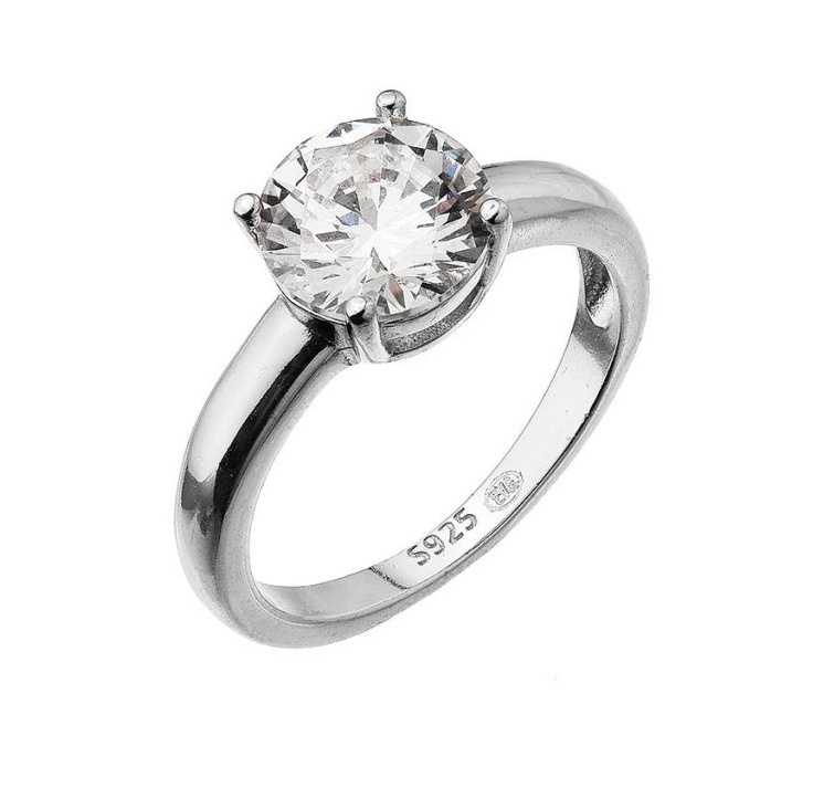 Evolution Group - Pavona Elegantní stříbrný prsten s čirým zirkonem 15012.1 crystal 50 mm