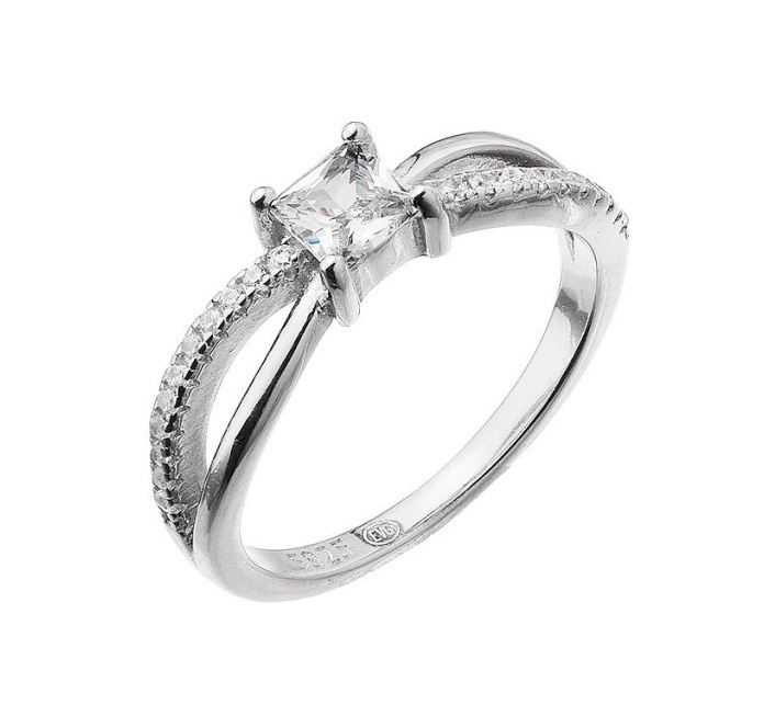 Evolution Group - Pavona Moderní stříbrný prsten s čirými zirkony 15016.1 crystal 56 mm