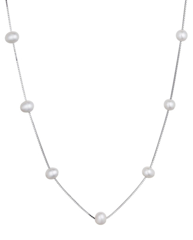 Evolution Group - Pavona Půvabný stříbrný náhrdelník s oválnými říčními perlami 22043.1