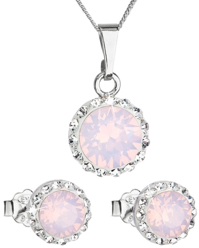 Evolution Group - Pavona Souprava šperků se Swarovski krystaly 39152.7 rose opal (náušnice, řetízek, přívěsek)
