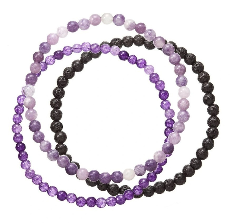 Evolution Group - Pavona Set korálkových náramků z minerálních kamenů 43043.3 fialový