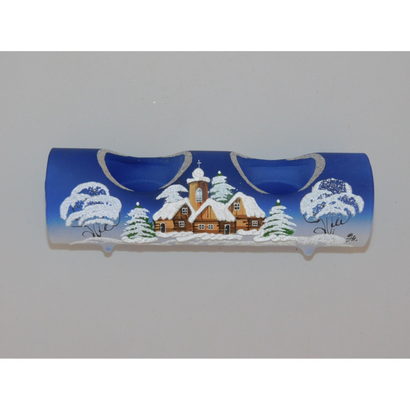 ONREX Skleněný vánoční svícen modrý pr. 60 x 90 cm