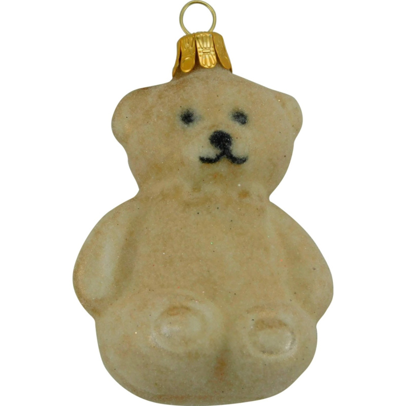 Ornex Vánoční ozdoba skleněný medvídek zlatý, 6,5 cm