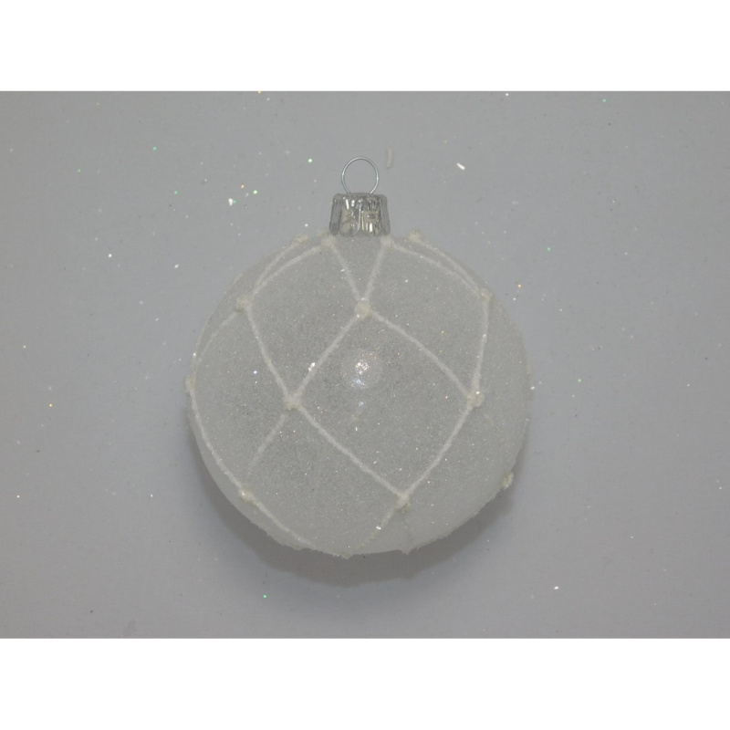Ornex Skleněná vánoční ozdoba bílá síťovaná pr. 8 cm