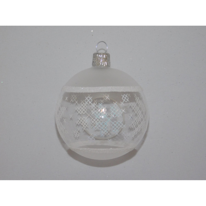 Ornex Skleněná vánoční ozdoba čirá s hvězdami pr. 7 cm
