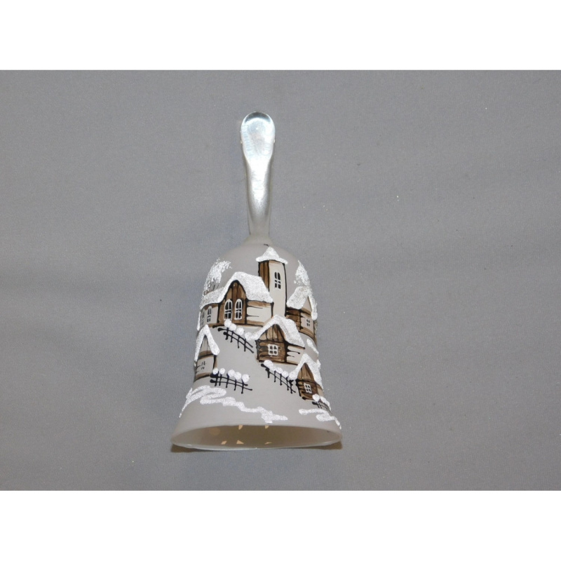 Ornex Vánoční ozdoba zvonek sklěněný vesnice bílý 150 mm