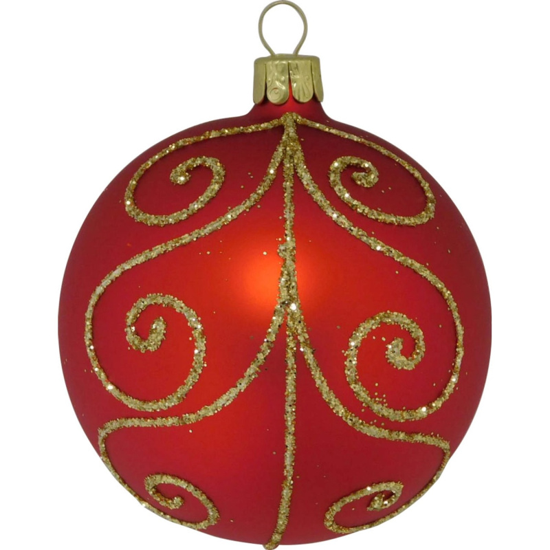 ORNEX Vánoční ozdoba skleněná koule ornamenty červená, 8 cm