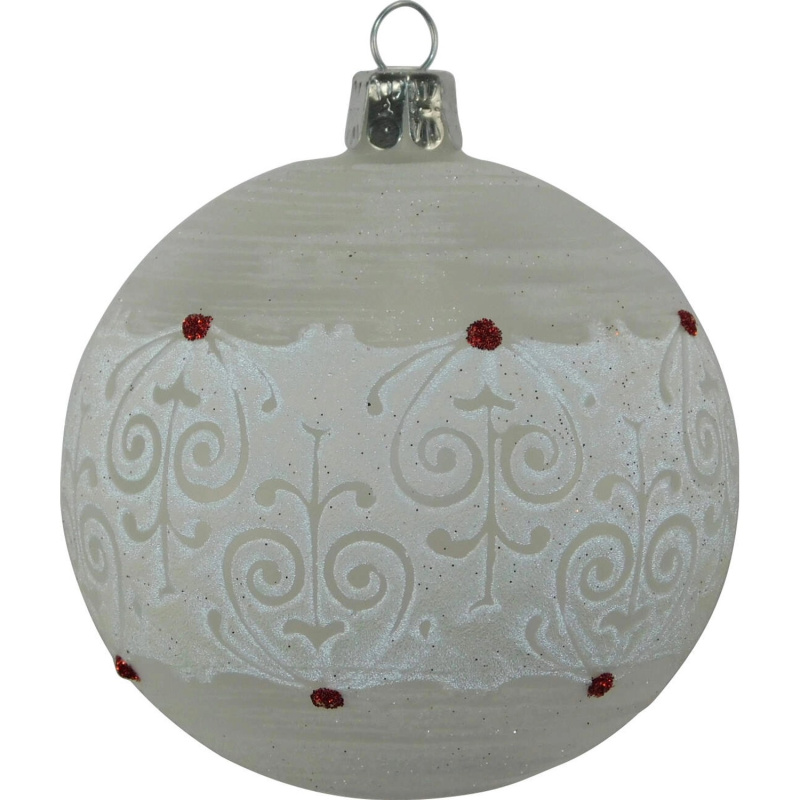 Ornex Vánoční ozdoba skleněná koule se srdcem, bílá, 8 cm