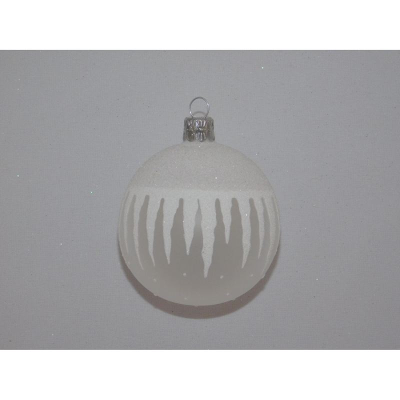Ornex Skleněná vánoční ozdoba bílá s rampouchy pr. 7 cm