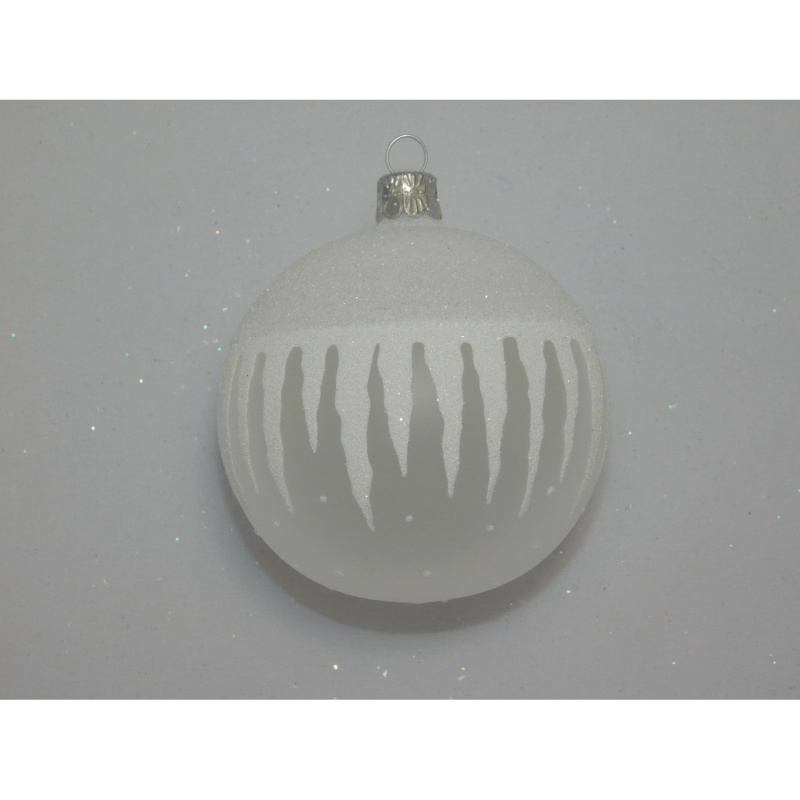 Ornex Skleněná vánoční ozdoba bílá s rampouchy pr. 8 cm