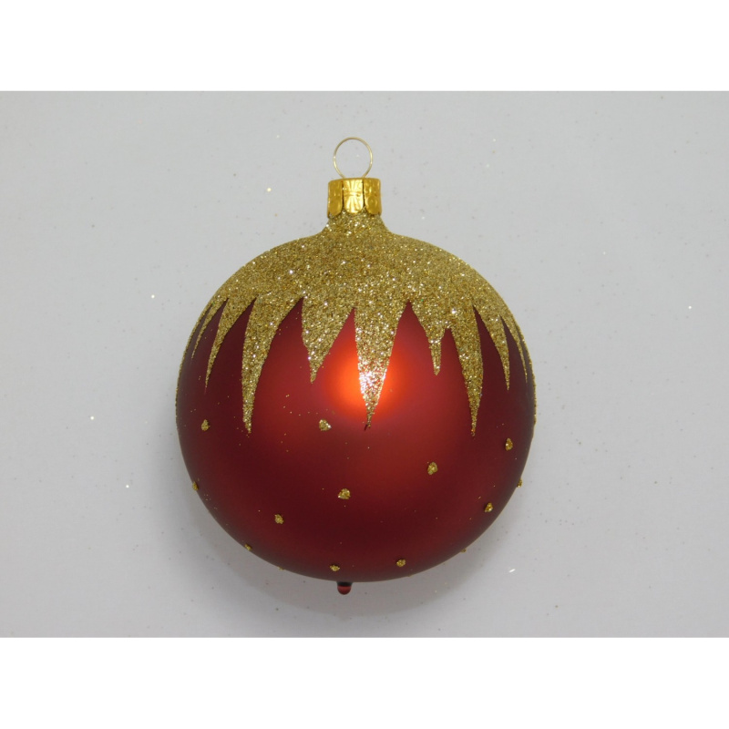 ORNEX Vánoční ozdoba skleněná koule bordó s rampouchy pr. 8 cm