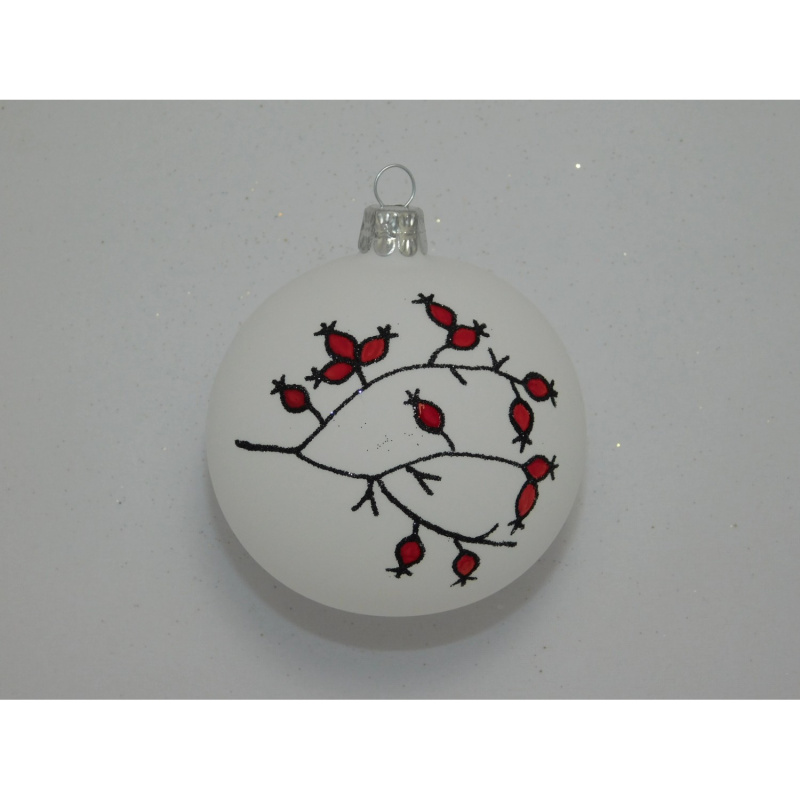 Ornex Skleněná vánoční ozdoba bílá s šípky pr. 8 cm