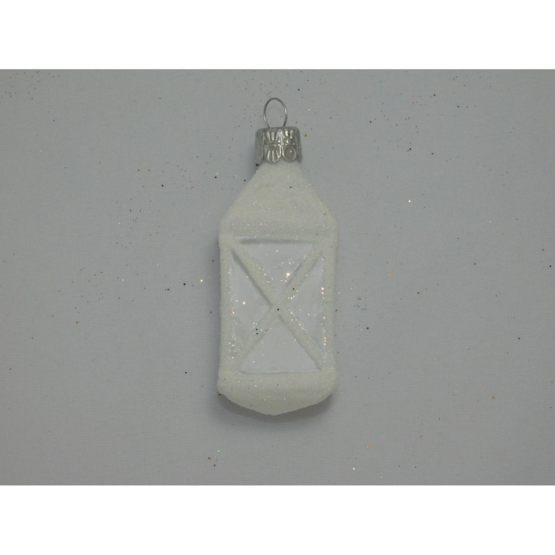 Ornex Skleněná vánoční ozdoba lucerna bílá 7 cm