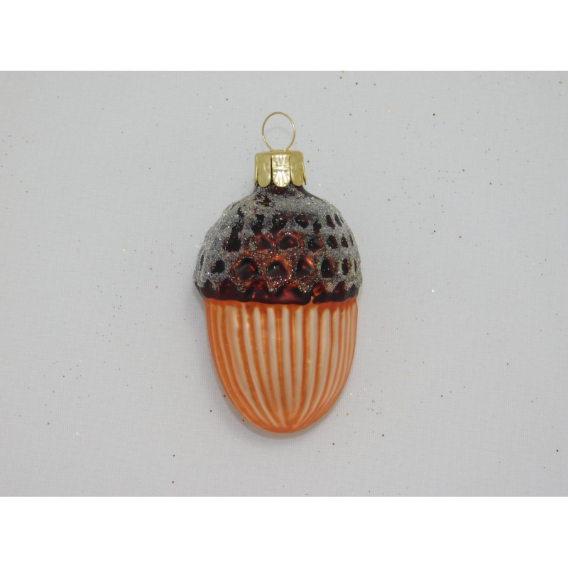 Ornex Skleněná vánoční ozdoba žalud hnědý 4 cm