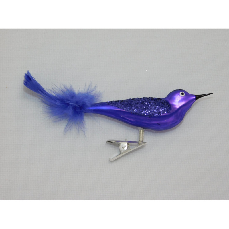 Ornex Skleněná vánoční ozdoba ptáček fialový 4 x 3 x 10 cm