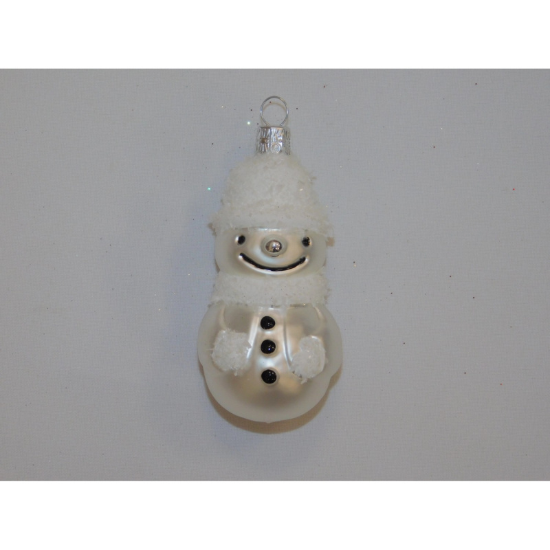 ONREX Vánoční ozdoba skleněná sněhulák bílý 8 cm