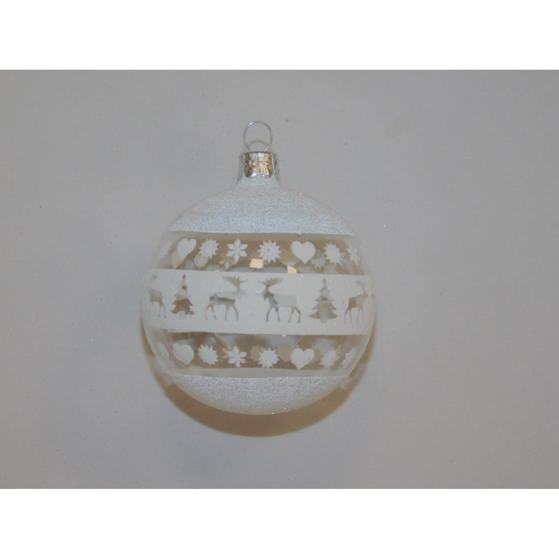 ONREX Vánoční ozdoba skleněná koule čirá jeleni pr. 7 cm