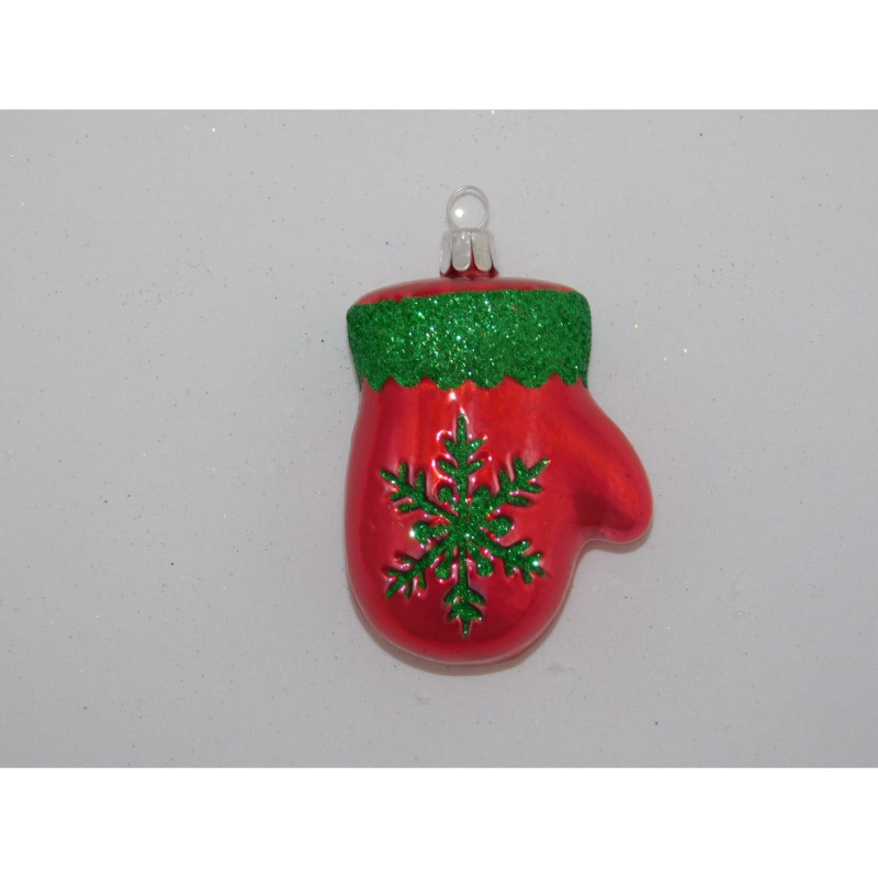 Ornex Vánoční ozdoba rukavice skleněná červená 70 mm