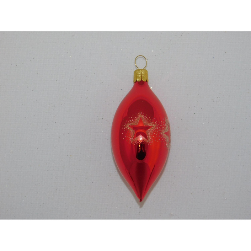 ORNEX Vánoční ozdoba skleněná oliva hvězda červená 80 mm