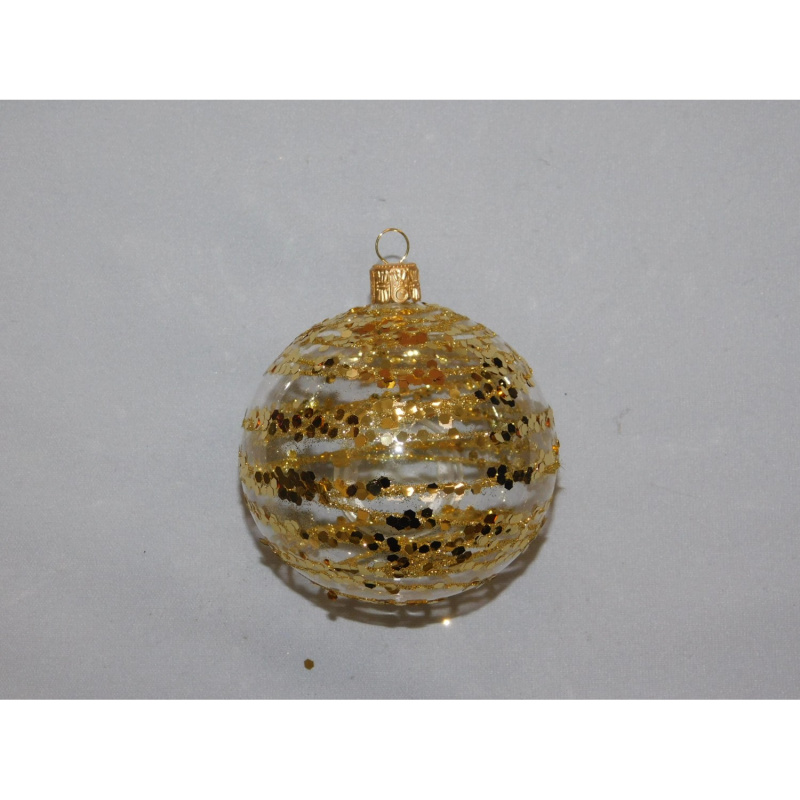 ORNEX Vánoční ozdoba skleněná koule flitry čirá 80 mm