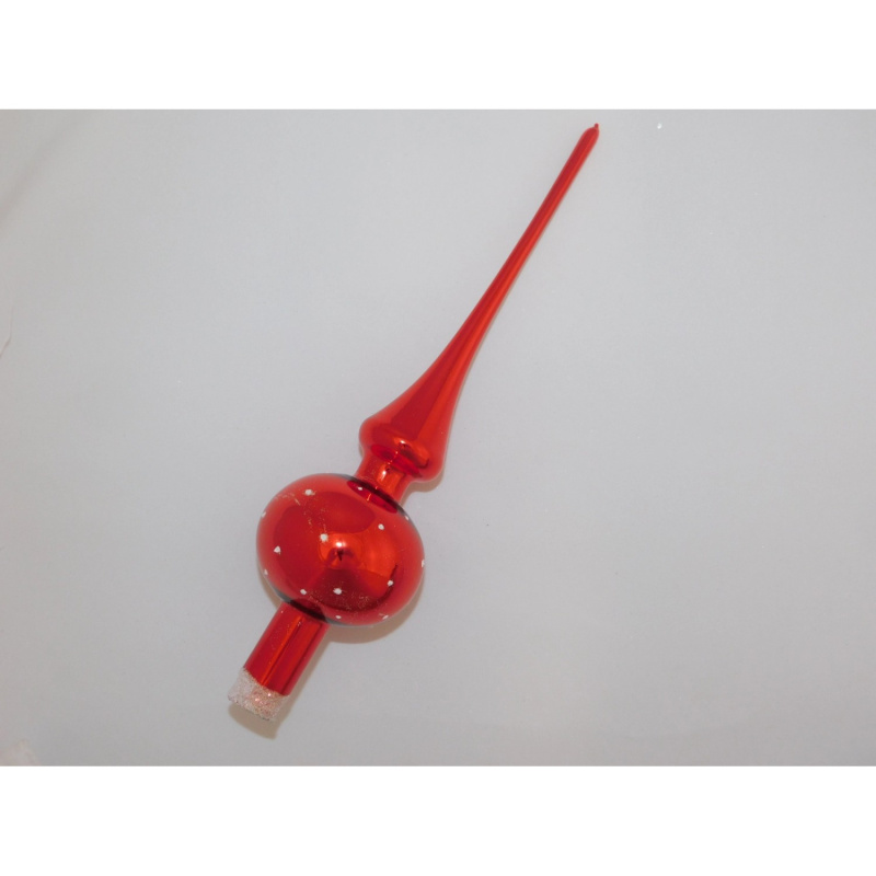 Ornex Vánoční ozdoba špice skleněná tečky červená 280 mm