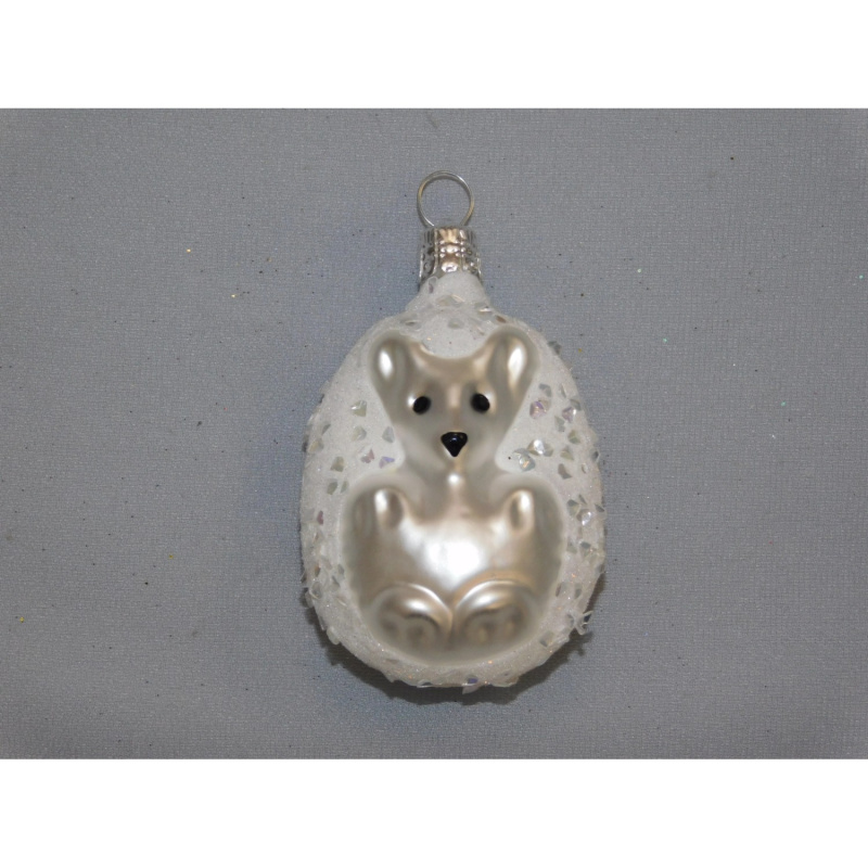 Ornex Vánoční ozdoba ježek skleněný bílý 60 mm