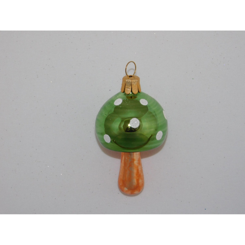 Ornex Vánoční ozdoba houba skleněná zelená 55 mm