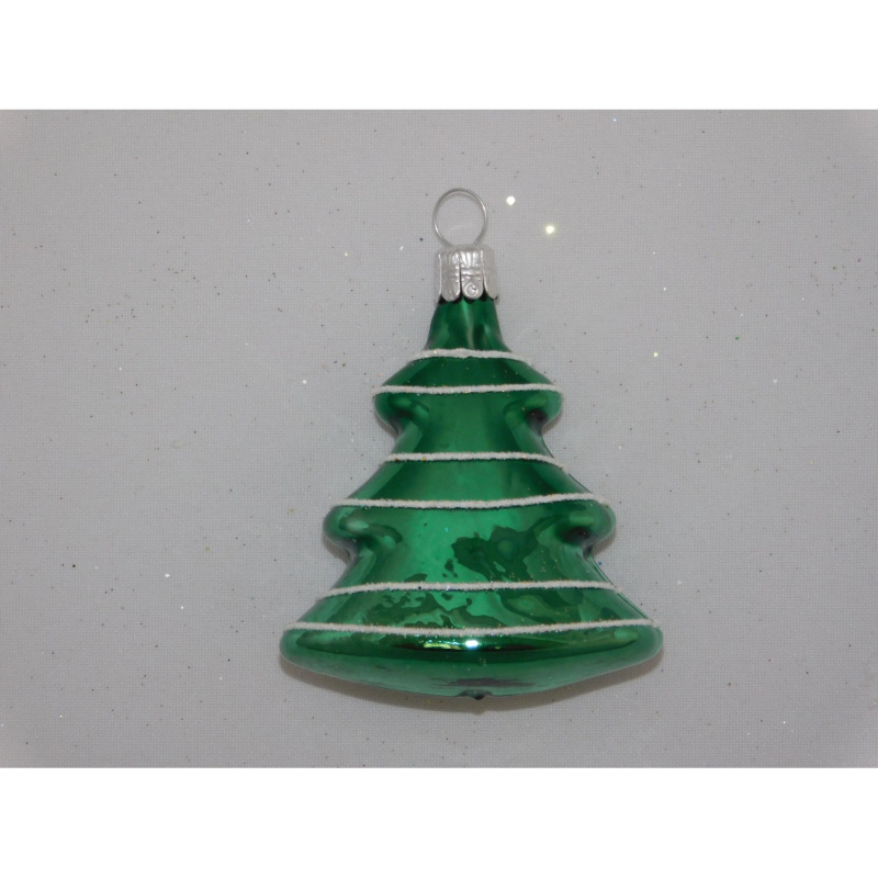 Ornex Vánoční ozdoba stromek skleněný zelený 62 mm