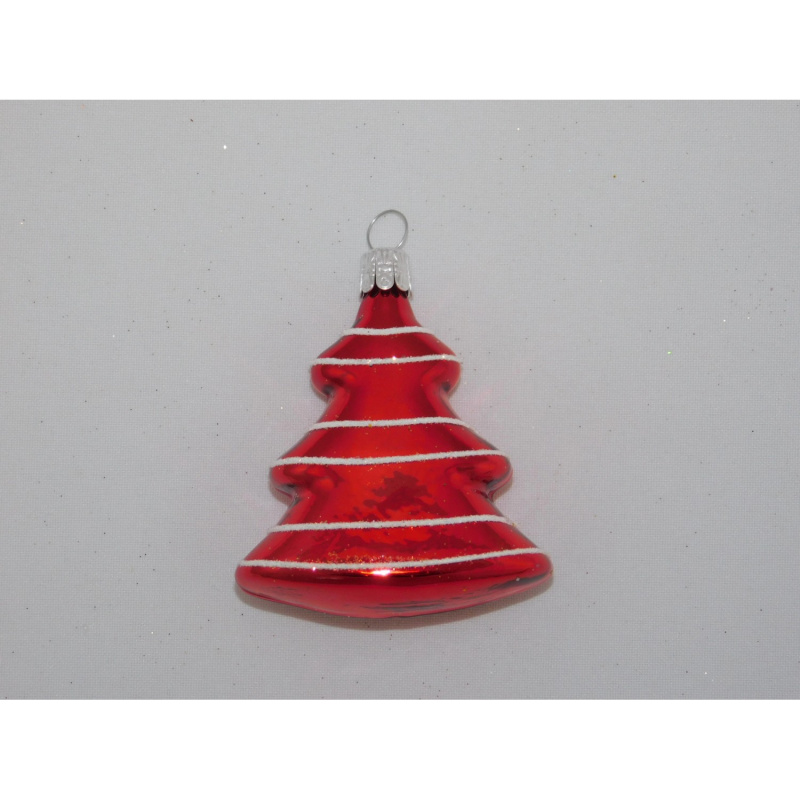Ornex Vánoční ozdoba stromek skleněný červený 62 mm