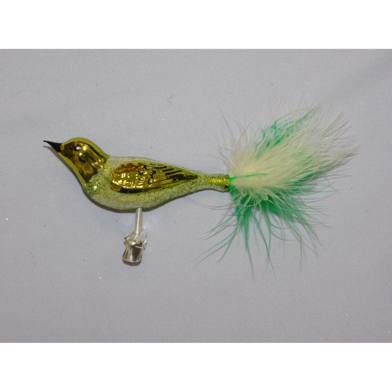 Ornex Vánoční ozdoba ptáček skleněný zelený 120 mm