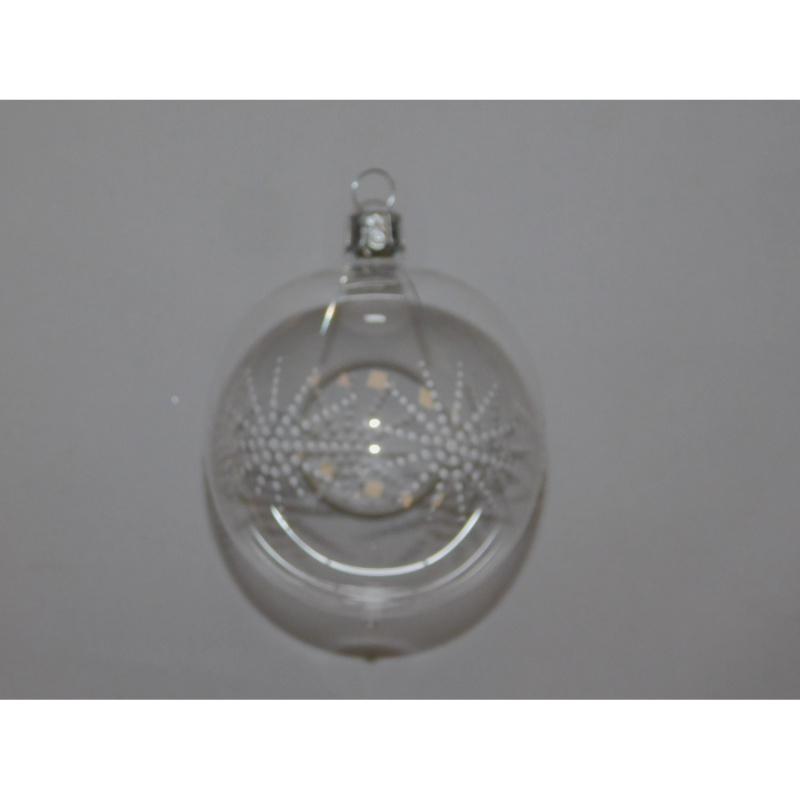 ONREX Vánoční ozdoba skleněná koule čirá hvězdičky pr. 7 cm